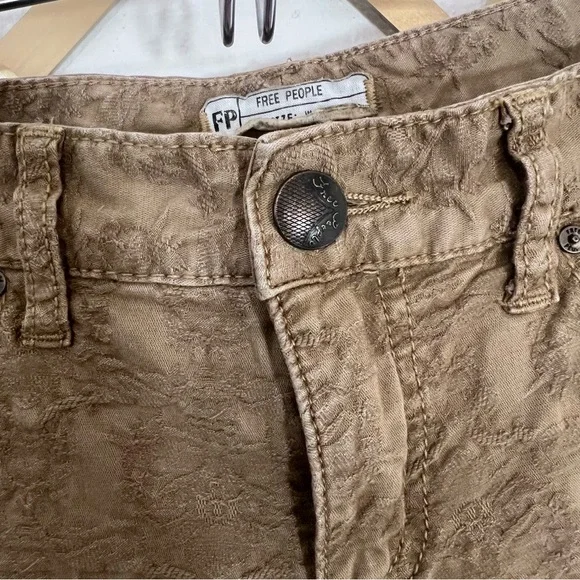 Free People Olive Green Victorian/Gothic Patterned Ankle Jeans - Picture 6 of 15